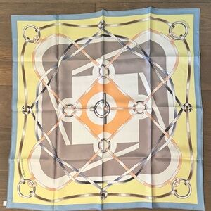 Hermes Carre Twill Figure Artistique Yellow and Blue Scarf